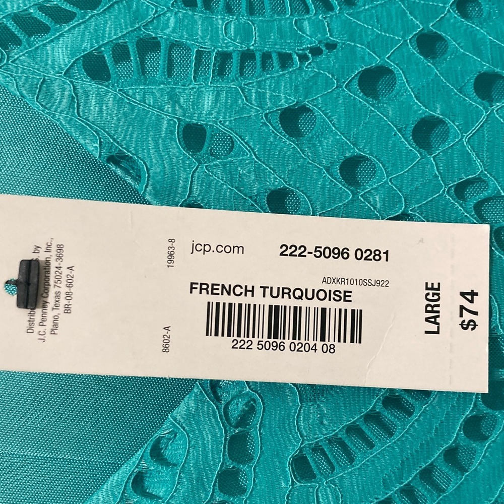 NWT Worthington SIZE L Turquoise Lace Dress - Picture 4 of 6